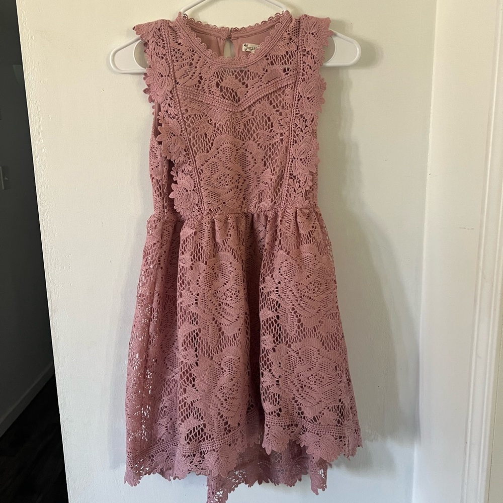 Elegant Pink Lace Kids Dress